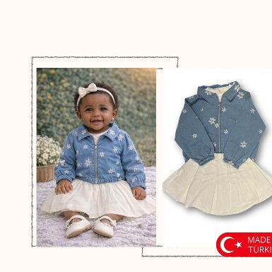 Daisy Denim & Ivory Skirt Set