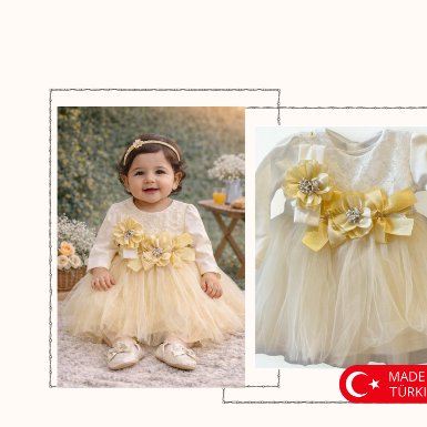 Golden Petal Tulle Dress