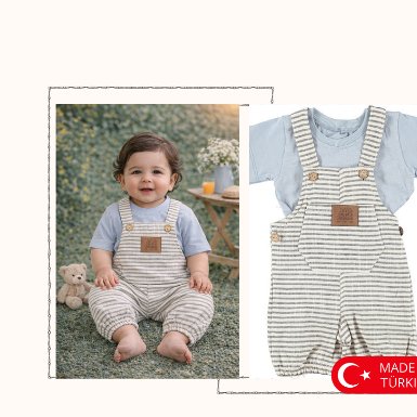 Little Explorer Striped Overall Set
