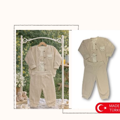 Teddy Cloud Waffle Lounge Set – Oatmeal Beige